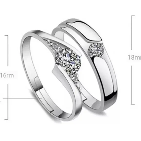 2 Rings 925 Sterling Silver Ring Crossed Simple Minimalist Engagement Rings Open - Picture 3 of 3